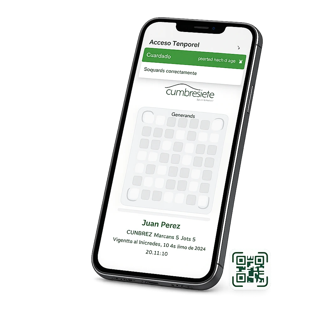 Teléfono mostrando un código QR para acceso residencial